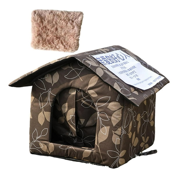 Suministros para casa de mascotas con cortina de puerta, cojín, accesorios, ligeros y versátiles Marrón M