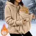 thumbnail image 2 of NIEWTR Women Fleece Zip up Hoodie 2 in 1 Baby Wearing Jacket Maternity Winter Coat Thicken Kangaroo Sweatshirt Baby Wearing Outerwear Coat, 2 of 9