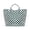 Black White Checkerboard, variant on Large Striped Vinyl Tote Beach Pool Bag Waterproof Lightweight (Fuchsia Orange)