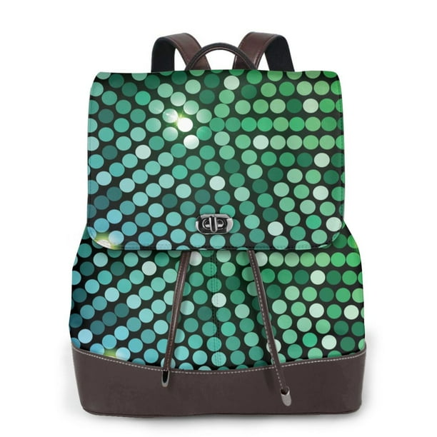 Fotbe Green Disco Lights Mochila Bolso con Estampado para Mujer, Mochila Antirrobo de Nylon Impermeable, Bolsa Ligera de Hombro