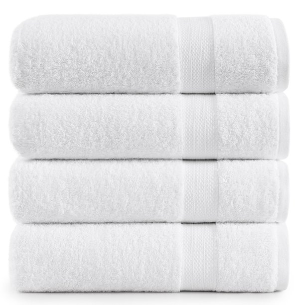 Juego de toallas de baño LANE LINEN, color blanco, 100% algodón, paquete de 4 unidades, 35 x 66 cm