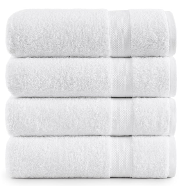 Juego de toallas de baño LANE LINEN, color blanco, 100% algodón, paquete de 4 unidades, 35 x 66 cm