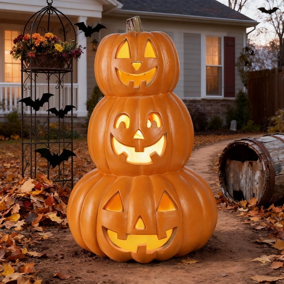 DUNCHATY 14in Halloween Pumpkin Lantern LED Jack O Lantern Battery Operated Holiday Lantern Indoor&Outdoor Decor