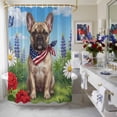 thumbnail image 4 of Independence Day Shower Curtain, 72" x 84", Watercolor U. S. Flag Cute French Bulldog Butterfly Waterproof Bathroom Curtain Washable Shower Curtain Set with 12 Hooks, 4 of 9