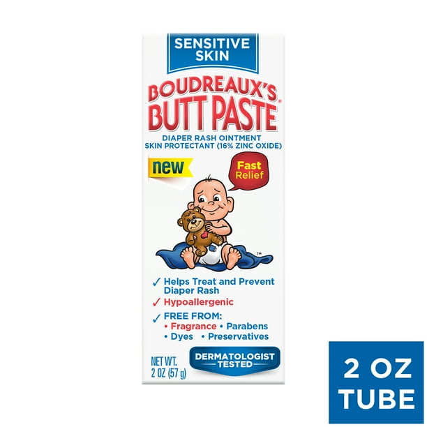 Boudreaux's Butt Paste Sensitive Skin Diaper Rash Ointment, 2 oz Tube