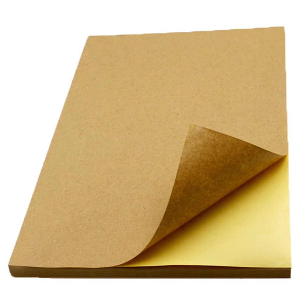 50 Sheet A4 Brown Kraft Sticker Paper Sheet Self Adhesive Label Inkjet Printer