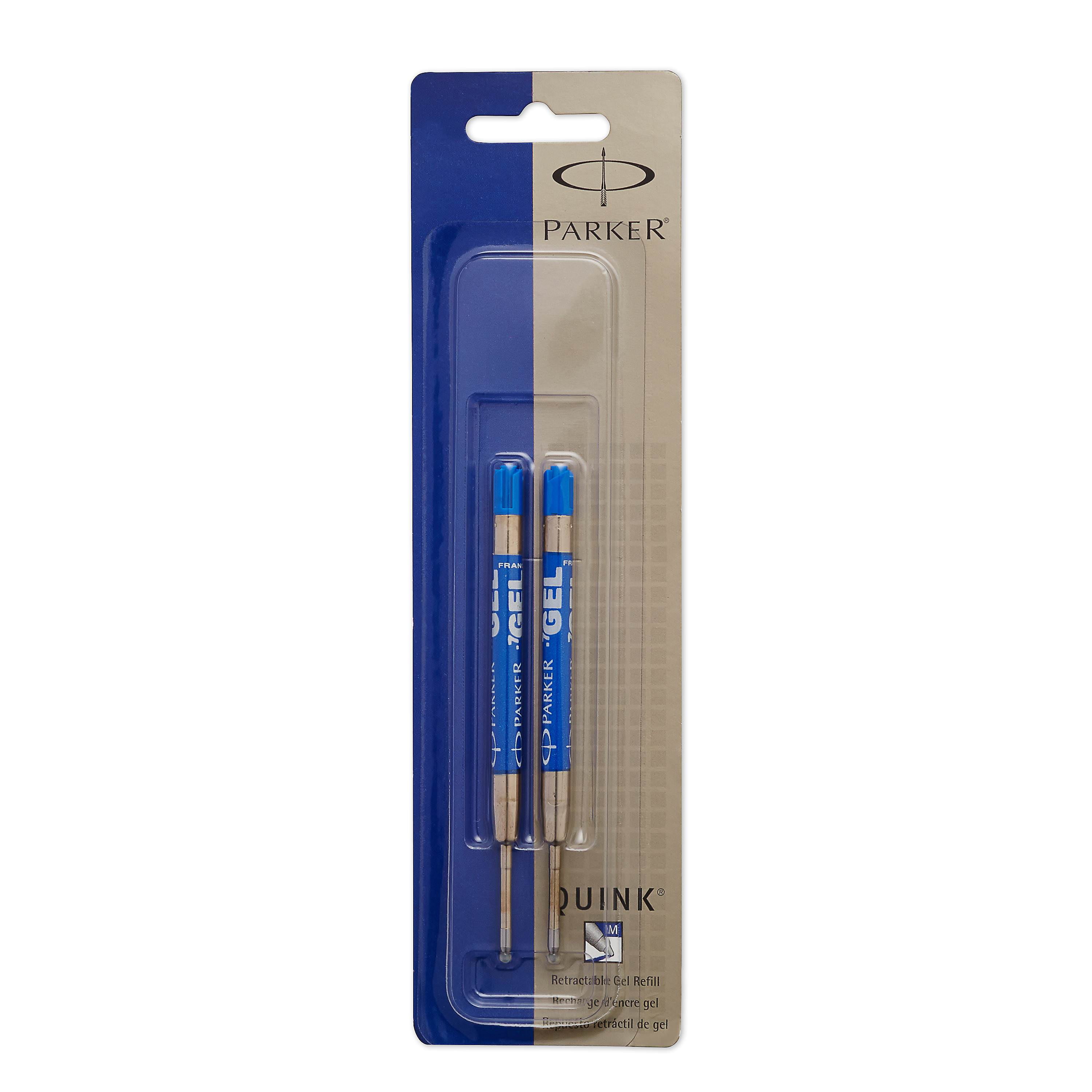 2X Parker Quink Flow Ball Point Pen BP Refill Refills Fine Nib Blue Ink 