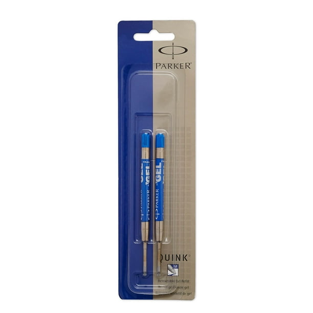 PARKER QUINK Ballpoint Pen Gel Ink Refills, Medium Tip, Blue, 2 Count