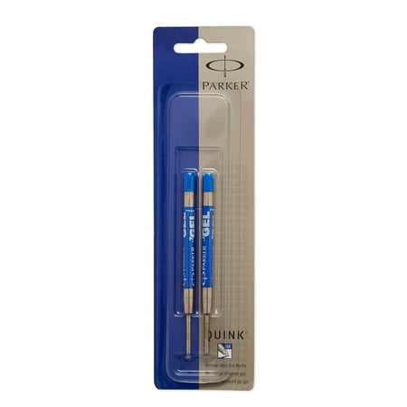 PARKER QUINK Ballpoint Pen Gel Ink Refills, Medium Tip, Blue, 2