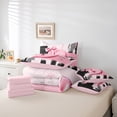 thumbnail image 6 of Manfei Black Pink Ombre Bedding Comforter Set 7pcs for Girls, Bow Knot Monogrammed King Bedding Sets, Personalized Letter D Bed Sheets, Lightweight Room Decor, 6 of 8