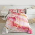thumbnail image 3 of Feelyou Fashion Abstract Stripe Bedding Comforter Set for Adult, Chic Marble Ombre Twin Comforter Sets, Watercolor Art Pink Reversible Bedding Set, Super Cozy Room Decor, 2 Pieces, 3 of 9
