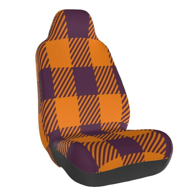 Wukai Fall Buffalo Plaid Full Set Car Seat Covers with Soft Padding Universal Auto Front Seats Protector and Cushion Mat