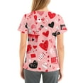 thumbnail image 5 of Scrub Tops Women Plus Size,Plus Size Women's Fashion V-Neck Nursing Top Valentine's Day Print Short-Sleeve Scrub Tops with Pockets - Pink - S, 5 of 5