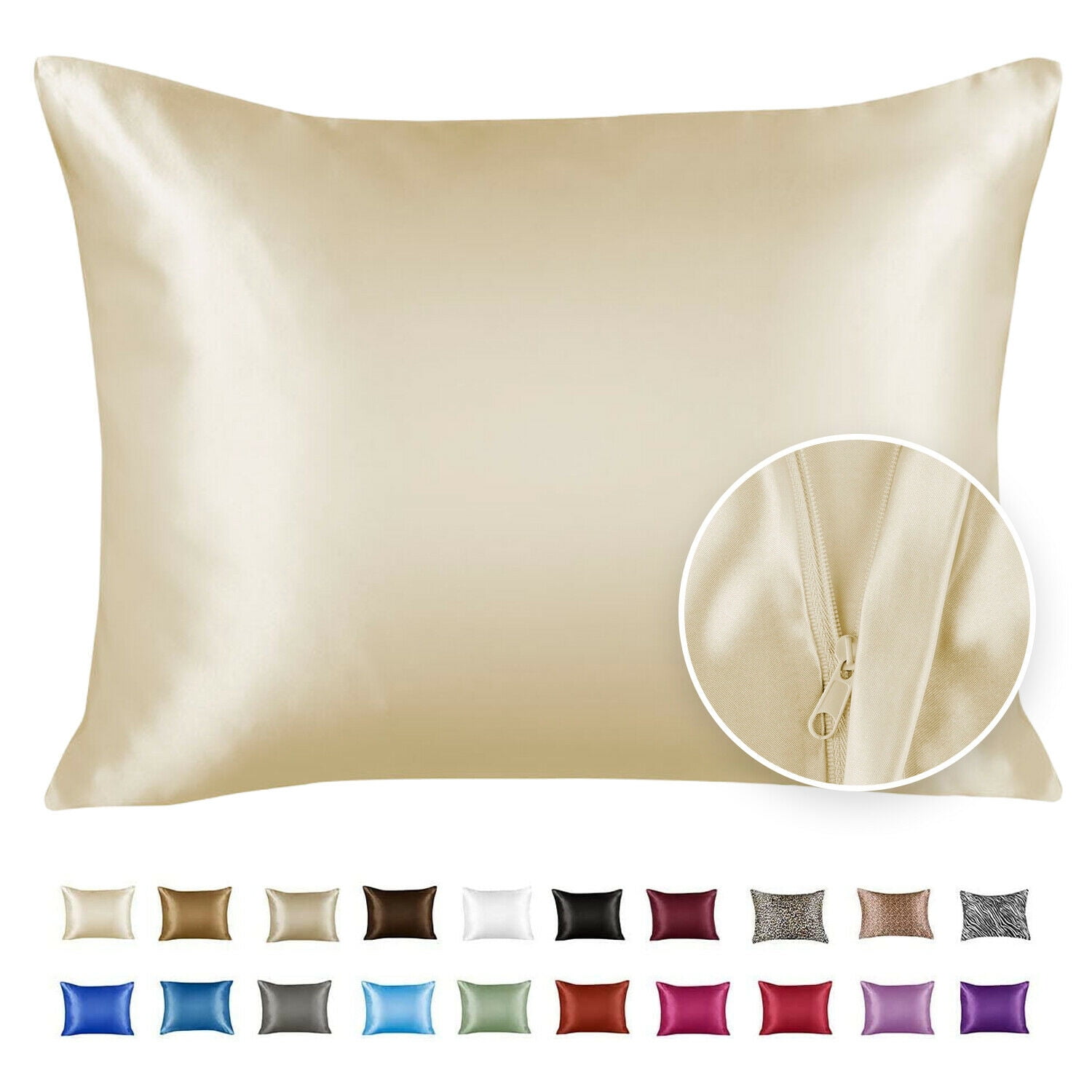COVER SATEEN PILLOW CASE COFFEE BROWN 1 PAIR TWO SOFT "SILKY" SATIN KING 