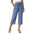 thumbnail image 3 of ibiyuan Petite Wide Leg Pants for Women Wide Leg Elastic Waist Palazzo Pants for Women Petite Lightweight Work Trousers for Women Drawstring Women Lounge Pants with Pockets, 3 of 7