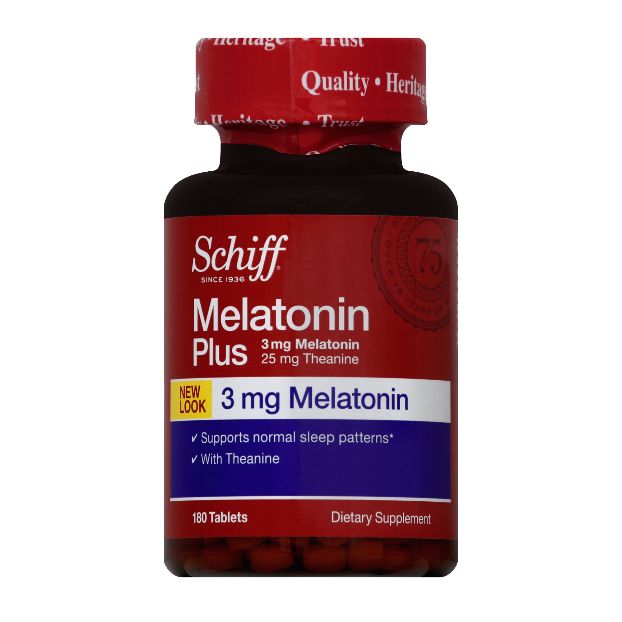 Schiff Melatonin Plus Sleep Support, With Theanine, 3 Mg, 180 Count