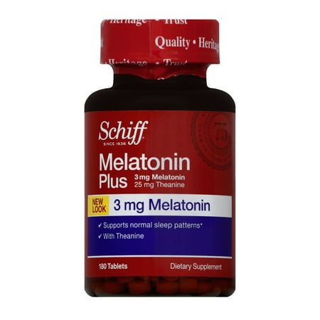 Schiff Melatonin Plus Sleep Support, With Theanine, 3 Mg, 180 Count