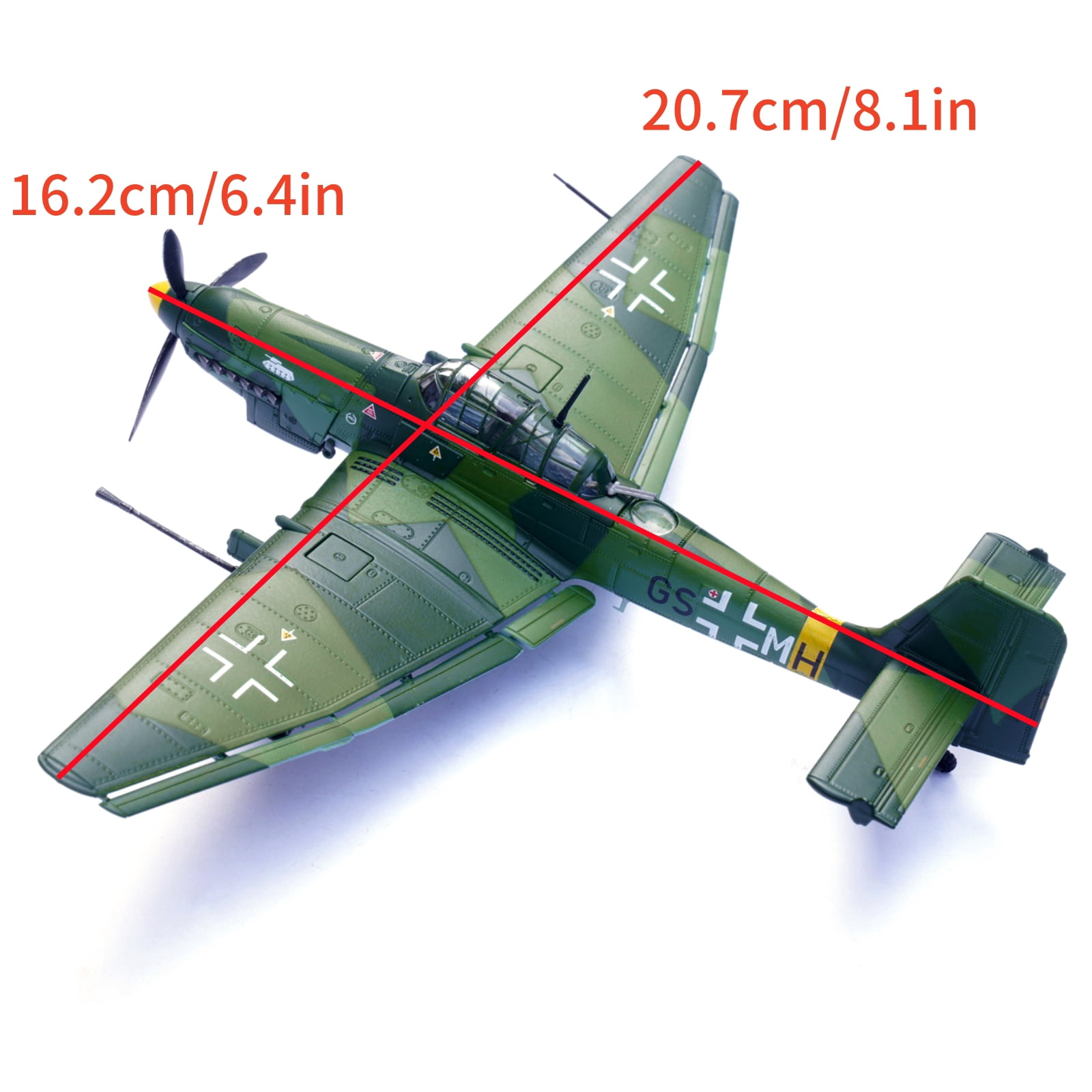 TAPDRA 1:72 Scale WWII German Stuka Junkers Ju 87G1 Dive Bomber Model Diecast Alloy Replica Plane for Display Gift