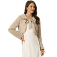 thumbnail image 1 of Disfraz de navidad Chaqueta recortada esponjosa con cuello de Peter Pan Allegra K Caqui M, 1 of 5