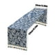 thumbnail image 3 of Fiudx Decoraciones navideñas para interiores Bandera de mesa con hojas azules, bandera de té con borlas, bandera de comedor, decoración de mesa de comedor larga, mantel, bandera de mesa, 3 of 7