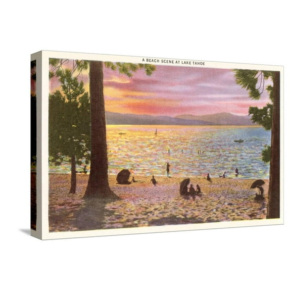 Art.com Beach at Lake Tahoe Stretched Canvas Print Wall Art, 18" x 12"