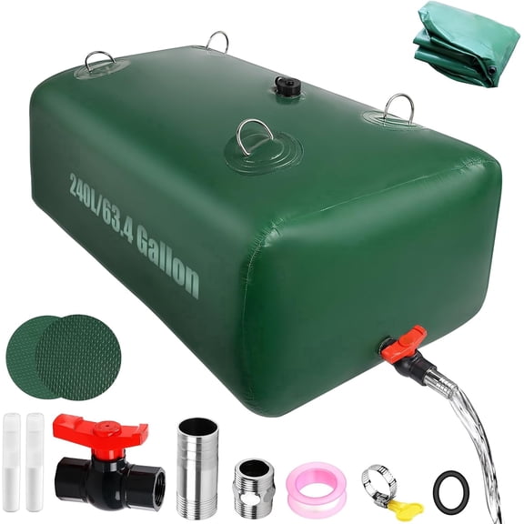 Budiwati 240 L/63.4 Gallon Water Storage Bladder, Foldable Portable, Large Capacity Water Bag Container for Camping, Truck, RV, Emergency, Outdoor
