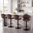 thumbnail image 6 of AFO Swivel Bar Stools Set of 6, Adjustable Height Barstools with Shell Back, Modern PU Leather Kitchen Island Chairs for Dining Room, Home Bar, Pub, Brown, 6 of 11