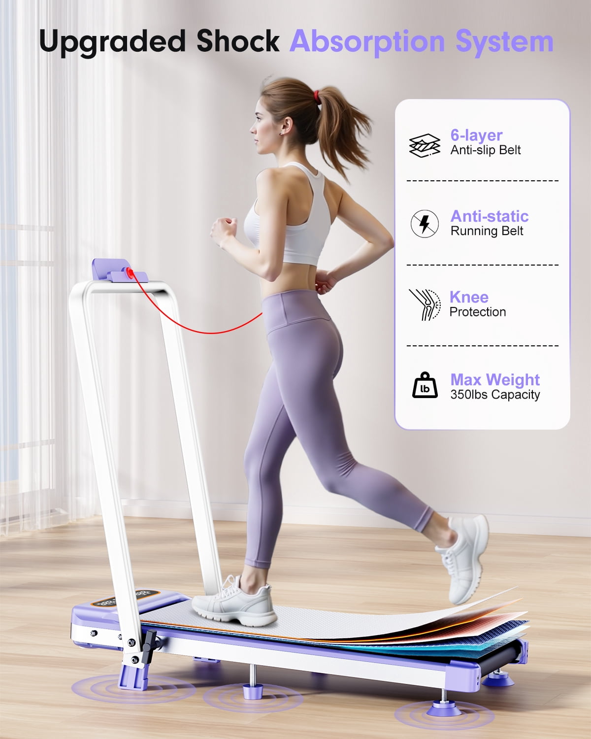 Walking Pad with 10% Incline & Handle Bar, Low Noise Walking Pad Treadmill for Home Small, Rayspace 3.5HP Treadmill with Incline, 4 in 1 Portable Compact Walking Pad with Incline/APP 350lbs