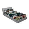 thumbnail image 2 of Ambesonne Nautical Fitted Sheet & Pillow Sham Set, Surreal Waves Boho Botany, Twinxl, Sepia Green and Ruby, 2 of 2