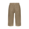 thumbnail image 5 of Kvture Womens Capri Pants Knee Length Cotton Linen Capris Summer Straight Leg Loose Beach Bermuda Shorts with Pockets M Khaki, 5 of 6