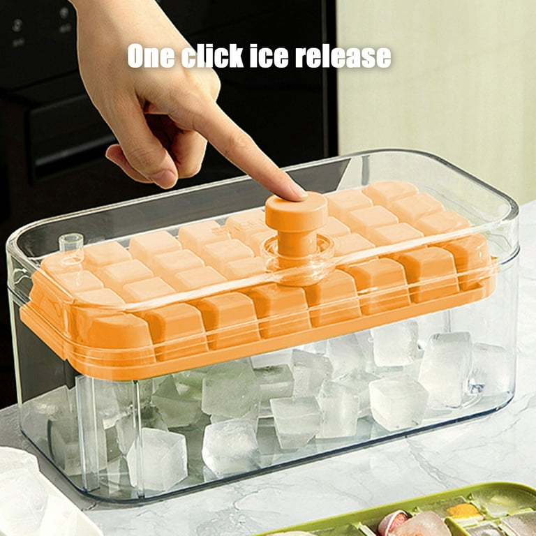 Ice Trays, Ice Cubes Tray With Lid And Bin,32 Pcs Ice Cubes Molds