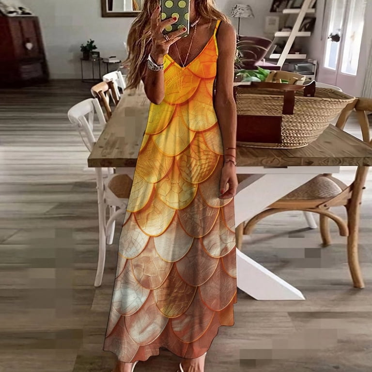 Mermaid Fish Scales Design Sleeveless Dress Woman Fashion Long Dresses  Women's Summer Suit Dress 2025 - Walmart.com