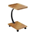 thumbnail image 1 of Bureau d'Ordinateur Portable Roulant en Forme de C à 2 Niveaux avec Roulettes, Table de Chevet Mobile Gain de Place avec Roulettes Verrouillables, Support d'Ordinateur Compact pour Canapé et Petits Espaces, Bois Naturel/blanc/noyer, 1 of 7