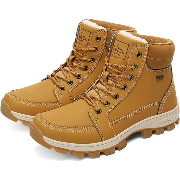 Men's High Top Thermal hiking Shoes,Winter Fashion Leather Waterproof Outdoor Snow Boots?Snow Sports Warm Shoes.