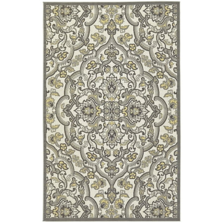 Okara Contemporary Transitional Rug, Gray/Lemon, 5ft x 8ft Area Rug