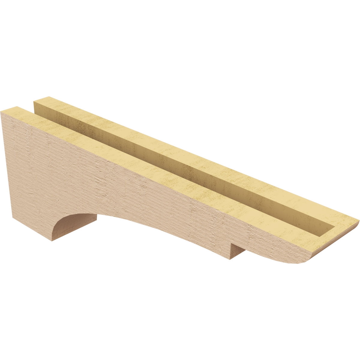 3"W x 18"D x 6"H Thin Yorktown Rough Cedar Woodgrain TimberThane Corbel, Primed Tan