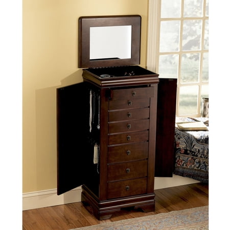Jaymes Jewelry Armoire  Distressed Marquis Cherry with Black Lining