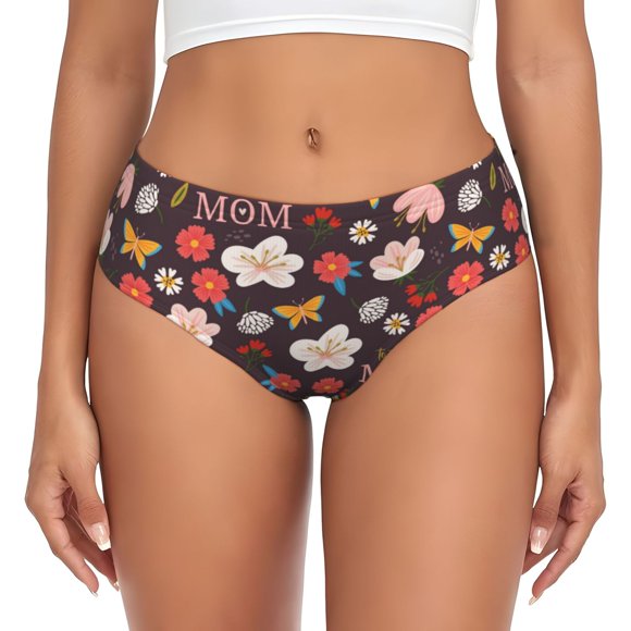 Saiise To The Best Mom Print Women's High-Waisted Brief Panties, Moisture-Wicking Cotton Underwear for Comfort and Breathability-Large