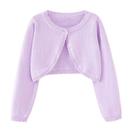 

Ixbnca Long Sleeve Girls Shrug Knit Cardigan Childrens Bolero Dress Sweater Toddler Cover up for 3-12T