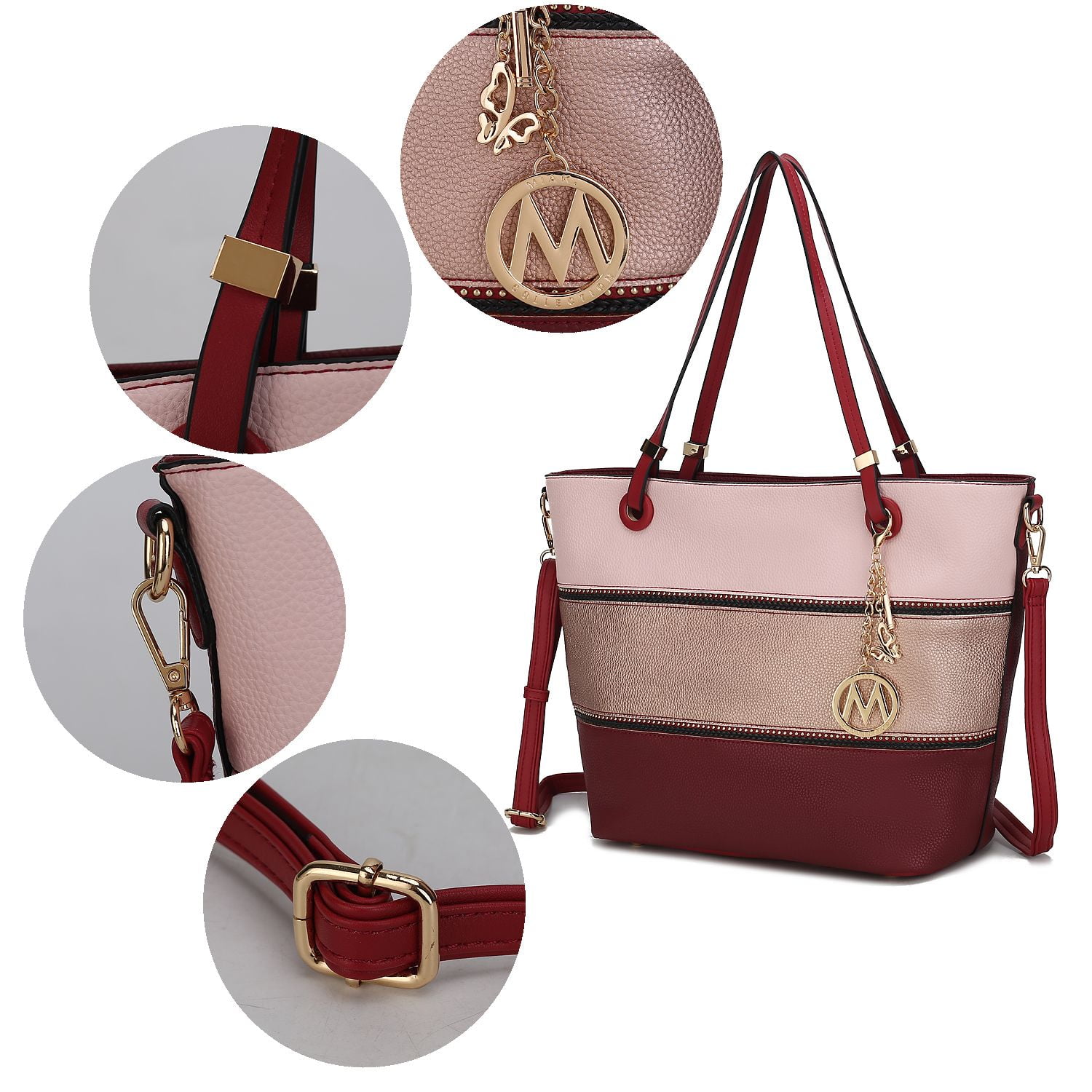 MKF Collection Vallie Tote Bag and Matching Wallet for Women - Vegan Leather Handbag Shoulder Purse for Travel Work and School by Mia K -Lilac Silver