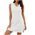 thumbnail image 6 of Women's V-Neck Sleeveless T-Shirt Dress Solid Side Slit Loose Summer Casual Maxi Dress, 6 of 8