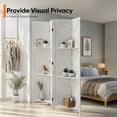 thumbnail image 5 of Jostyle 4 Panel Room Divider Privacy Screen with Storage Shelves - Foldable Partition with Natural Paulownia Wood Frame for Living Room, Bedroom, Office White, 5 of 10