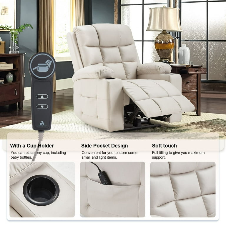 YODOLLA Oversized Nursery Electric Recliner Chair, Power Sofa with