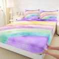thumbnail image 5 of Manfei Cartoon Rainbow King Sheets, Watercolor Starry Sky Bedding, Purple, 4pcs, 1 Flat Sheet, 1 Fitted Sheet and 2 Pillowcases, 5 of 6