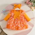 thumbnail image 2 of Zshosam Toddler Girl Long Dresses Girl Dress Fancy Prom Long Sleeve Dresses Size 3 6 Months,(Orange 3-6 Months), 2 of 5