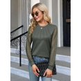 thumbnail image 3 of Women'S Waffle Knit Tops Dressy Business Casual Blouses Lace Long Sleeve Work Shirts Fall Clothes  Green S, 3 of 8
