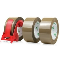 BOMEI PACK Brown Packing Tape with Dispenser, 2.4 Mil 1.88 Inch x 80 Yards, 3 Refills Rolls Packaging Tape for Moving, Shipping and Storage
