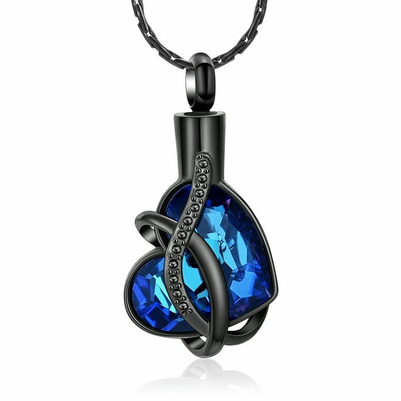 Crystal Heart Cremation Urn Pendant Necklace for Cremation Ashes Urn Necklace Lockets for Ashes of Loved One
