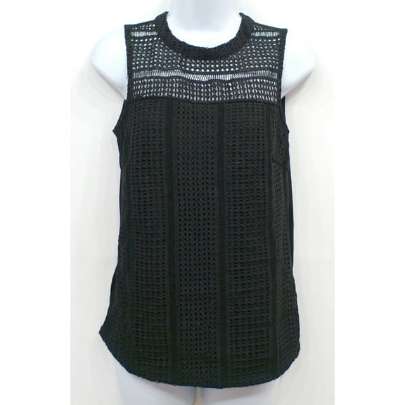 Covington Essentials Black Sleeveless Crochet Tank Top Blouse Women's Small