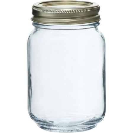 A jar of fresh honey with a beekeeping background